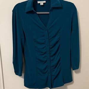 Dressbarn Creek Deep Teal Button-Down Shirt